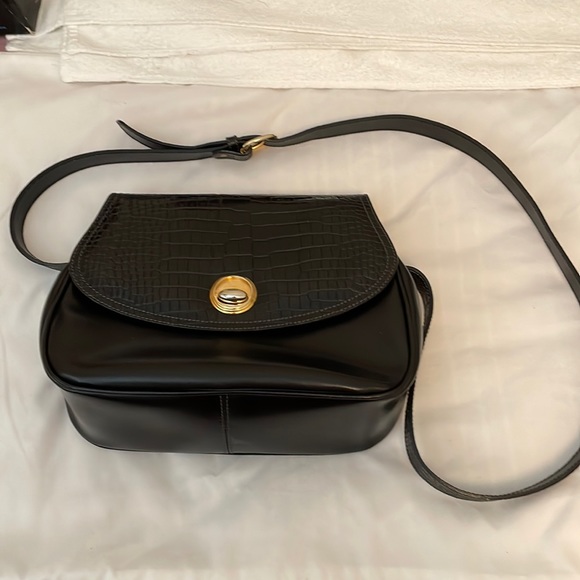 Luana Italy  black womens bag with long adjustable strap. Excellent condition. - Picture 1 of 12